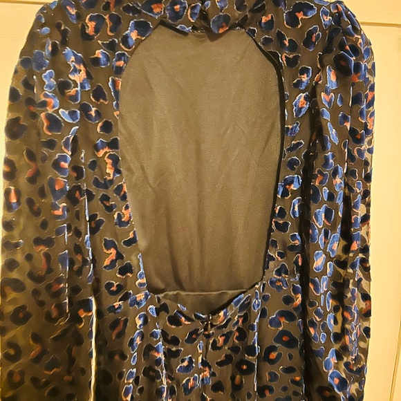 Lush dress size small NEW with tags dark blue animal print pattern in velour - Picture 5 of 6